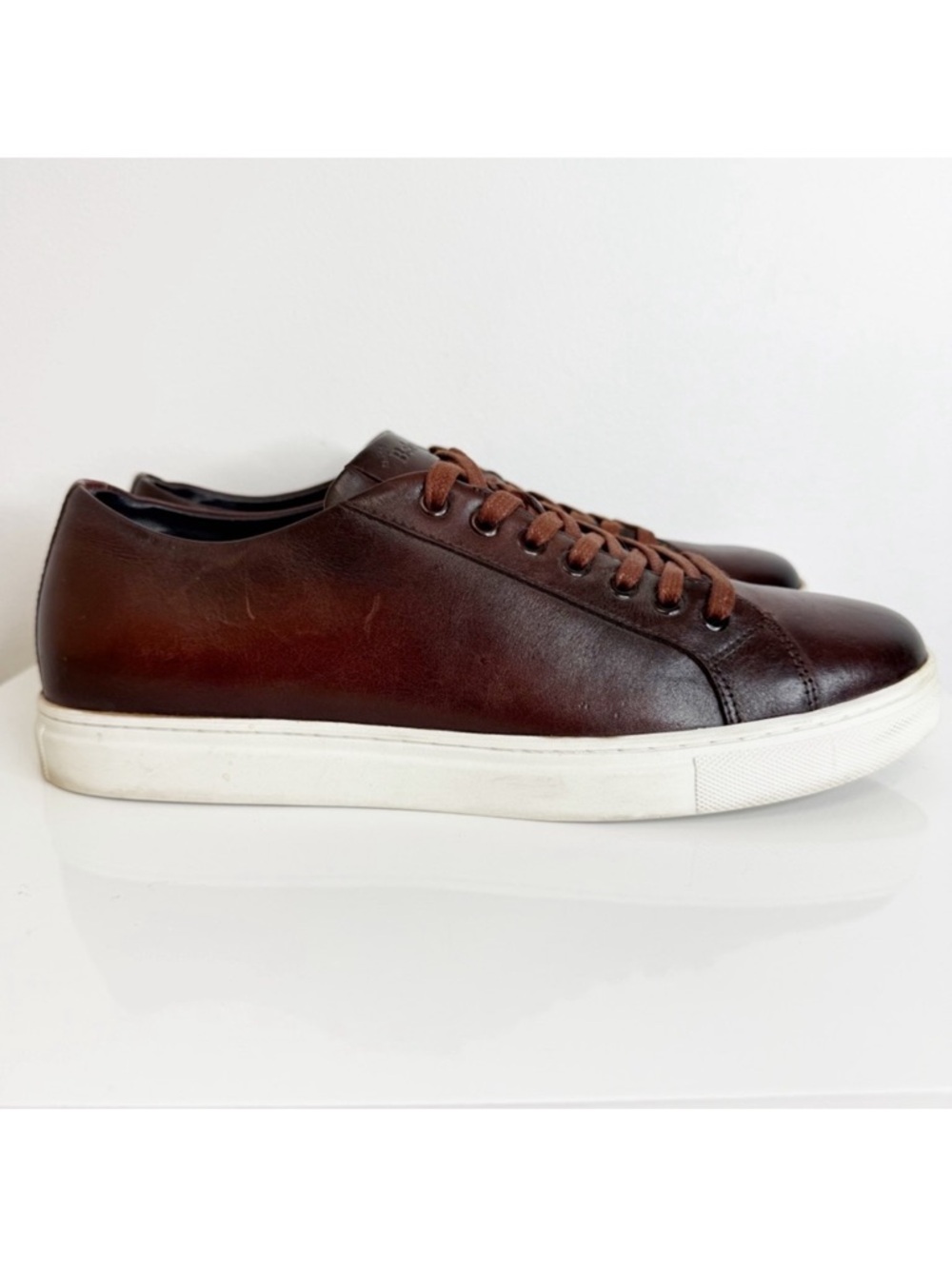Studio Belvedere Cognac Brown Leather James Sneaker Low Top Men's Size 8.5 D